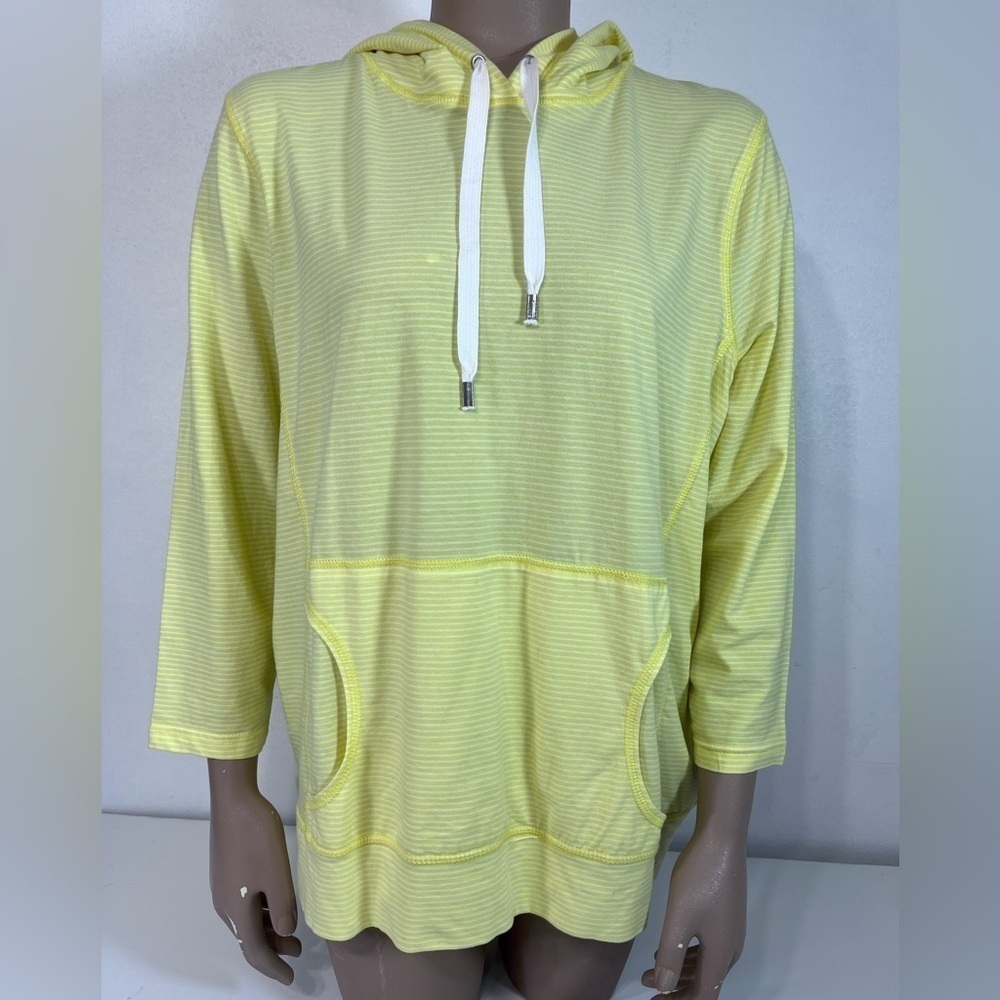 Lauren Active Ralph Lauren Yellowā Striped Hoodie with White Drawstrings XL